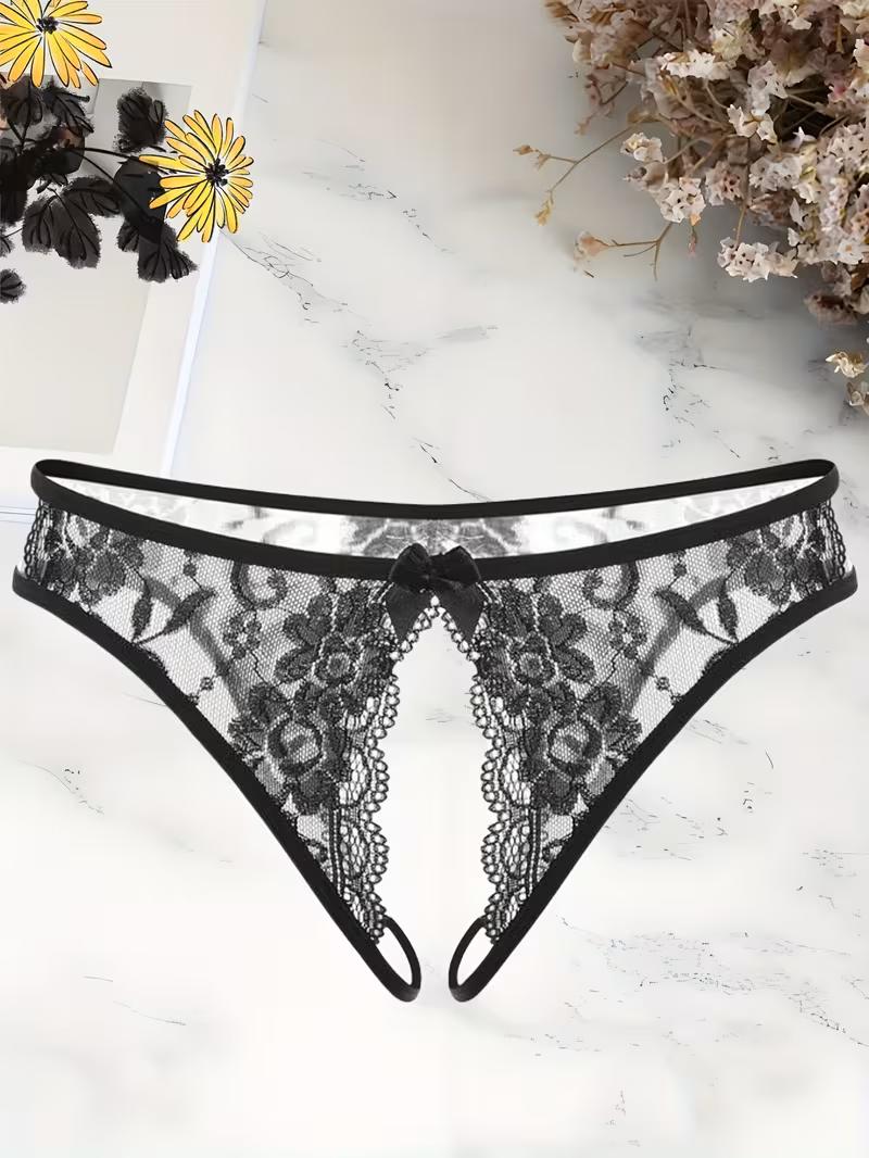 Sexy Lace Low-Rise Sheer Thong Panties